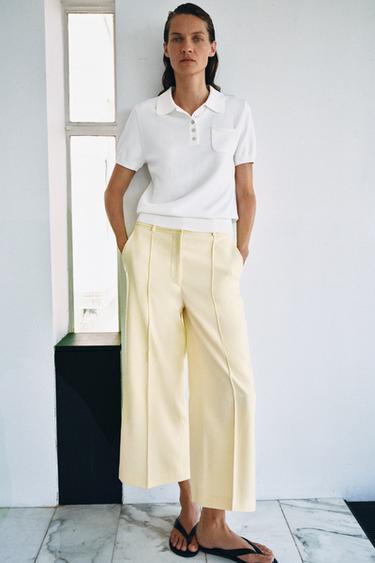 SHORT SLEEVE KNIT POLO SHIRT - White by Zara - Image 0