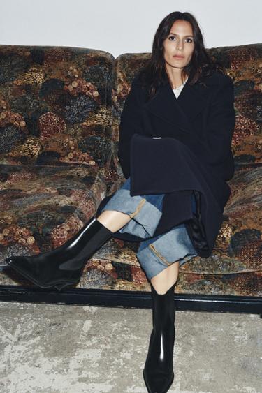 Zara 限量版真皮細跟踝靴 - 黑色