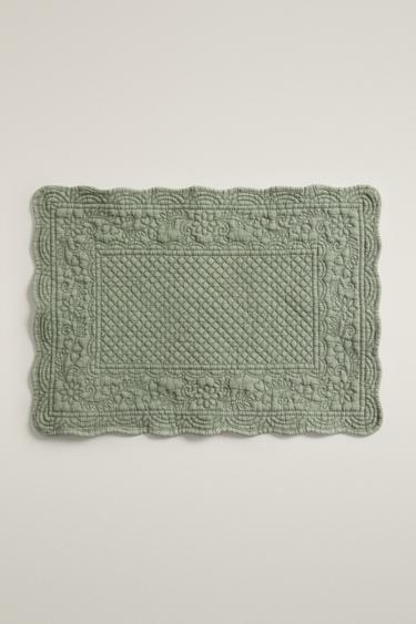 FLORAL QUILTED PLACEMAT - Green / Blue by Zara - Image 0