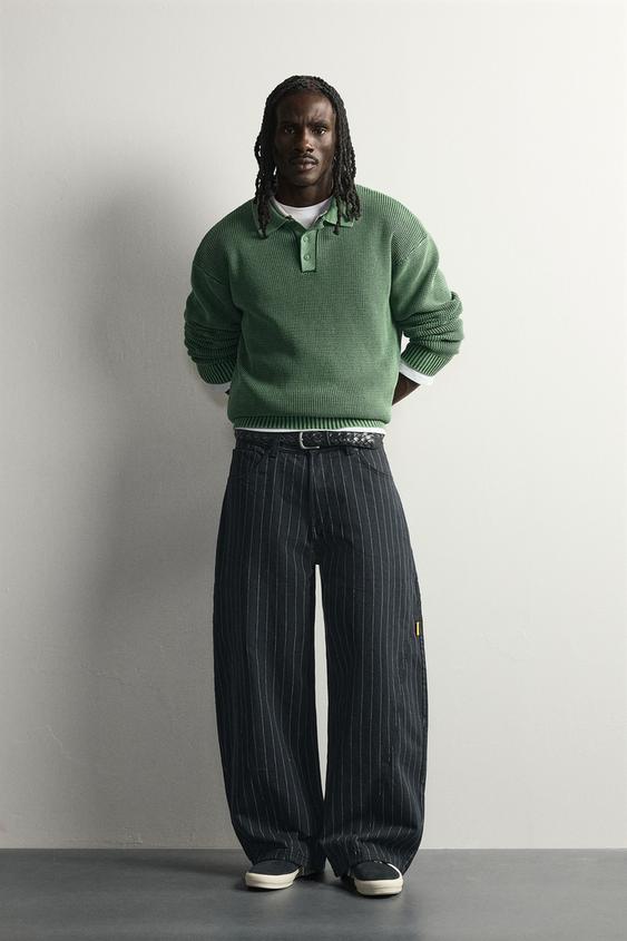 Zara WASHED COTTON KNIT POLO - Washed green - Image 0
