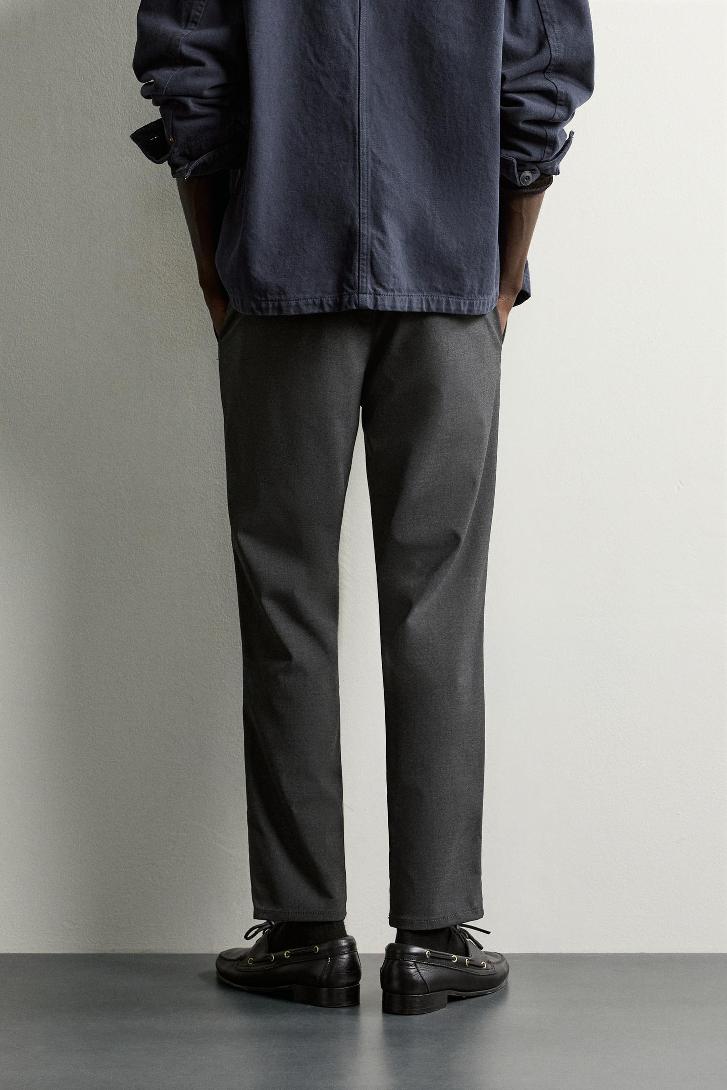 Мужские брюки Zara Comfort Slim Fit, цвет: Антрацитовый серый — фото 3