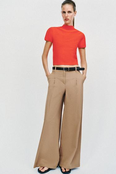 PUFF SLEEVE KNIT TOP - Red / Coral by Zara