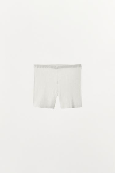 RIBSTRIK SHORTS - Hvid fra Zara