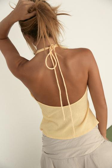TEXTURED WAISTCOAT TOP - Yellow by Zara