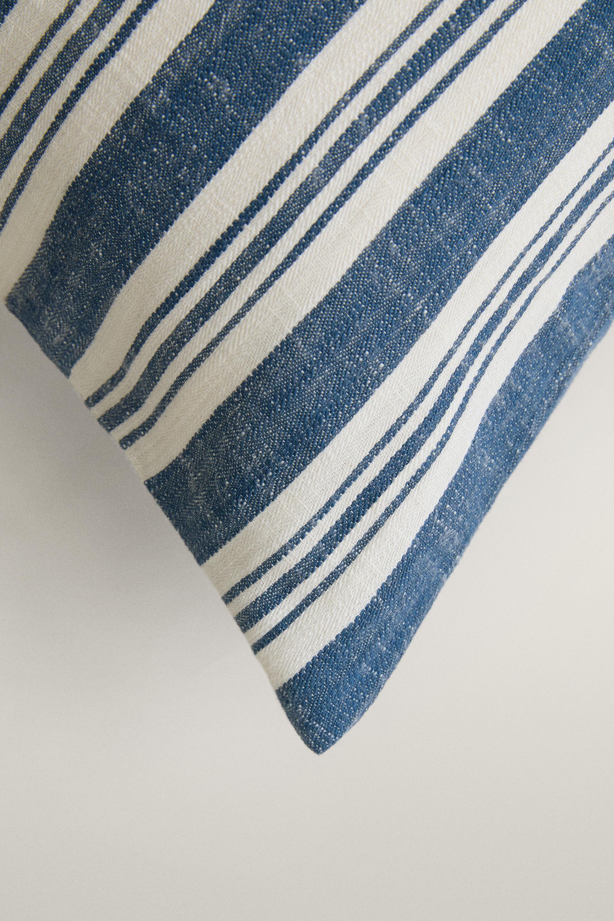STRIPED CUSHION COVER — Blue