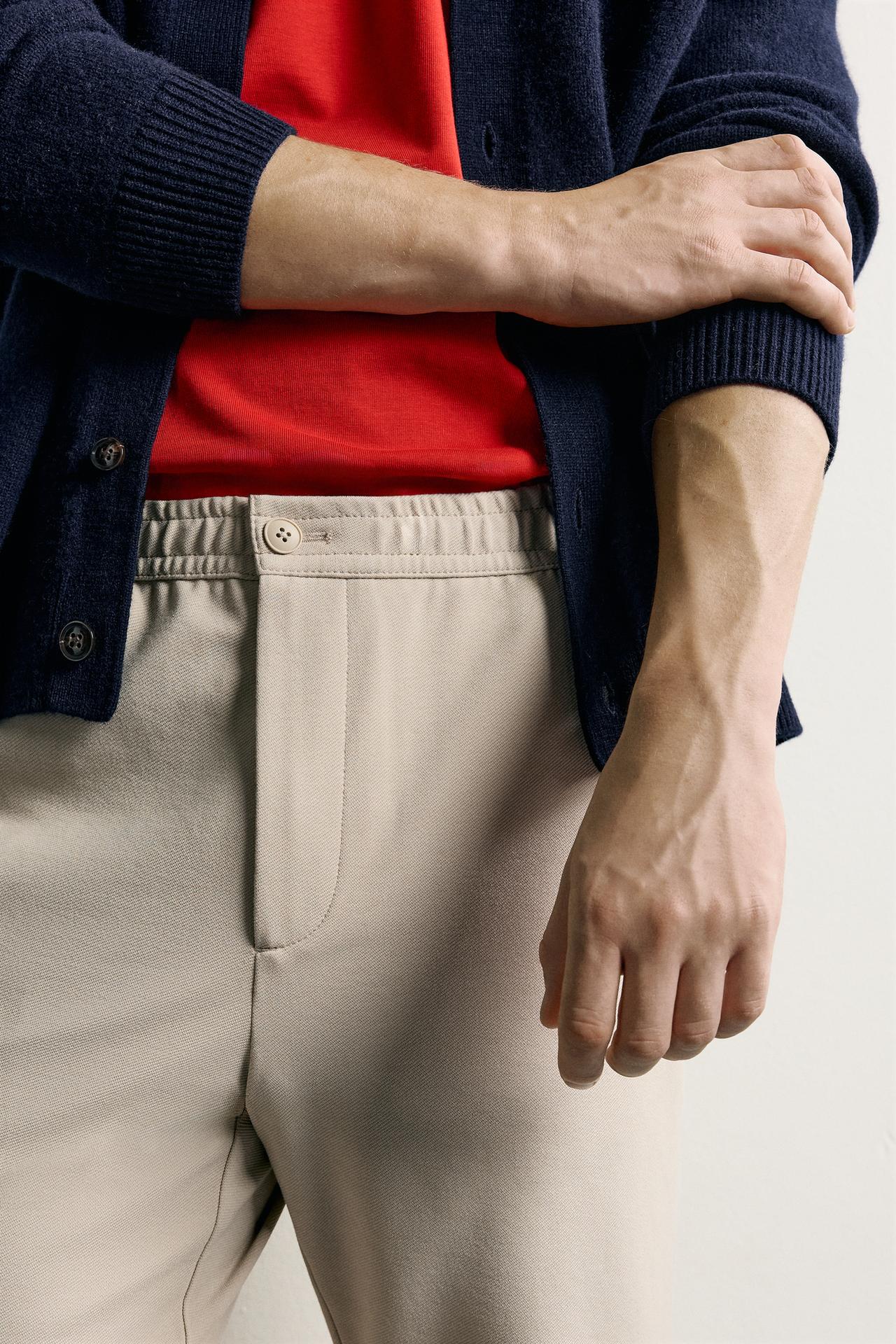 COMFORT RELAXED-FIT PANTS — Beige