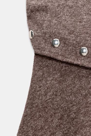 SOFT SHORT SKIRT WITH STUDS - Brown marl by Zara - Image 2