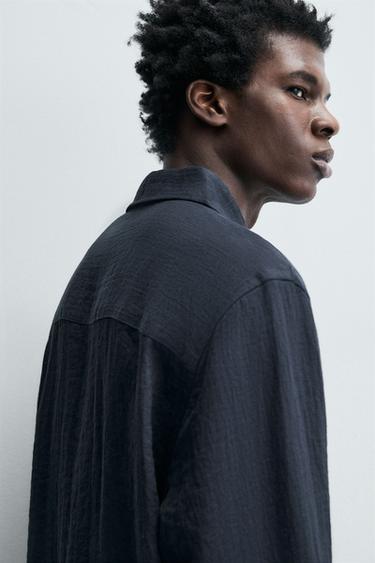 CHEMISE FLUIDE COUPE DÉCONTRACTÉE - Bleu marine de Zara - Image 5