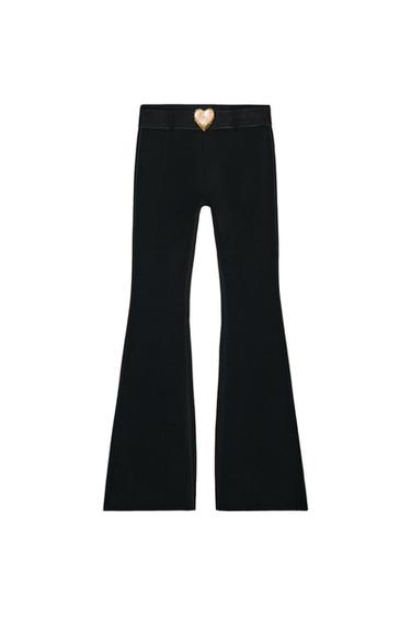 STRETCH TROUSERS WITH HEART BELT - Black by Zara