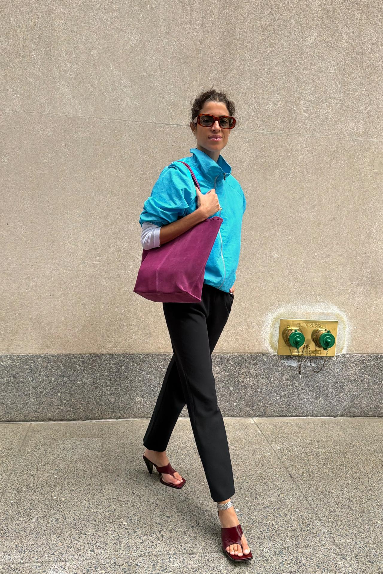 LEATHER SHOPPER BAG — Purple