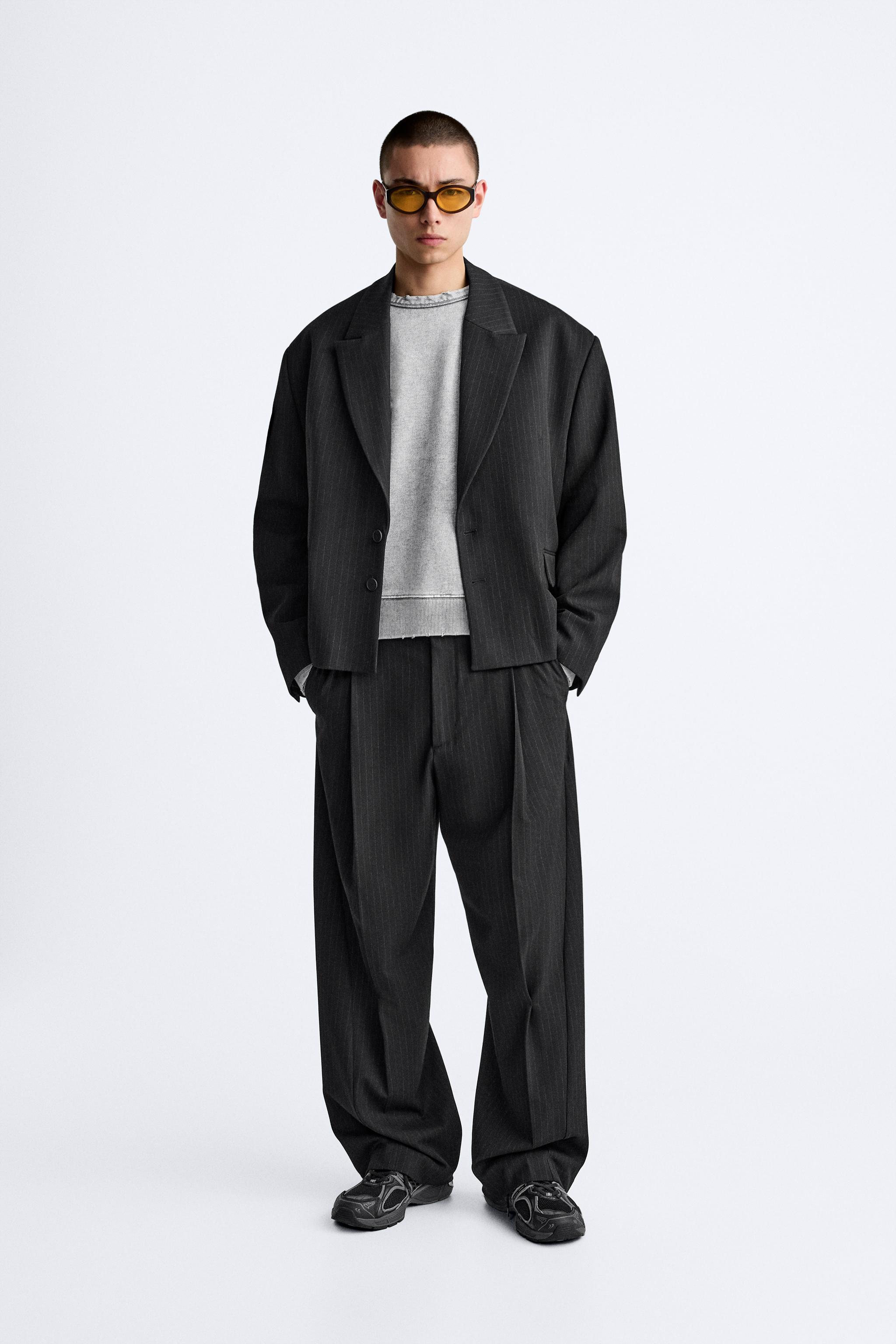 CONTRAST DOUBLE WAIST PANTS - Black