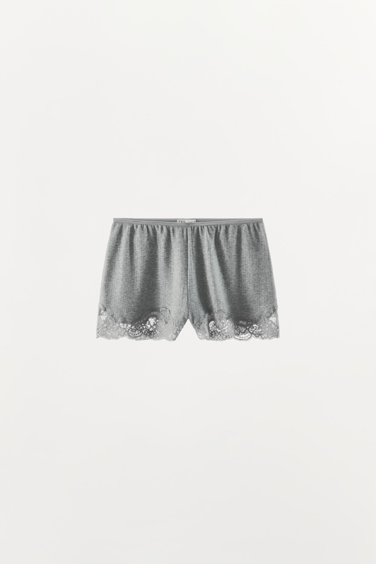 Женские шорты Zara Pointelle Lace, цвет: Серый меланжевый — фото 8