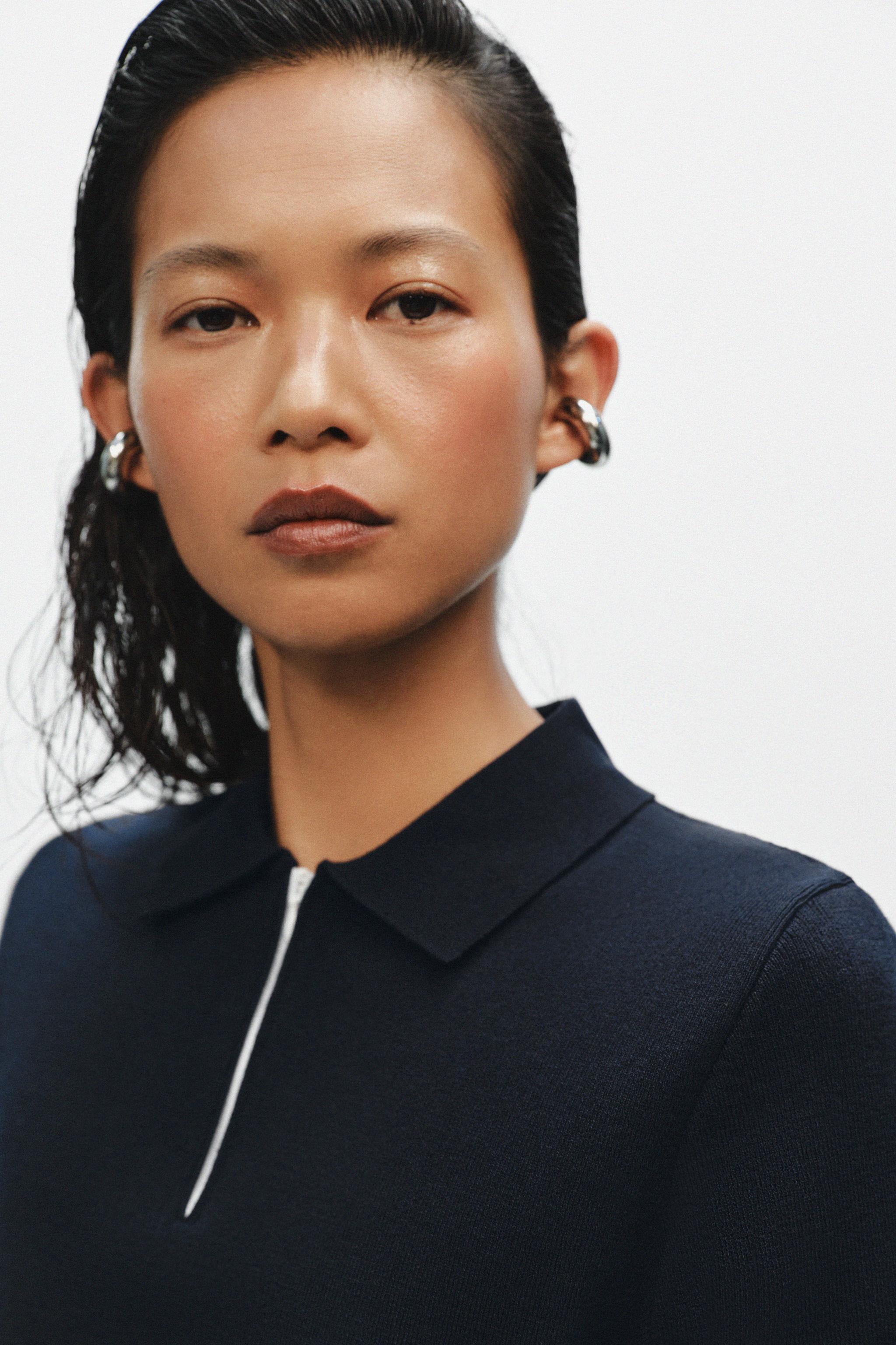 KNIT ZIP POLO SHIRT