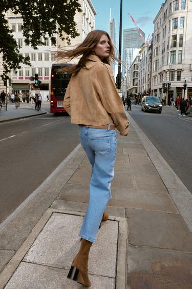 Z.10 HIGH-WAIST BELTED CULOTTES JEANS - Light blue by Zara