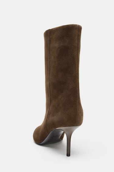 LEATHER HIGH-HEEL ANKLE BOOTS - Brown by Zara - Image 5