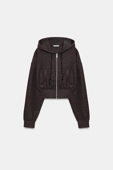 CROPPED HOODIE - Brown by Zara