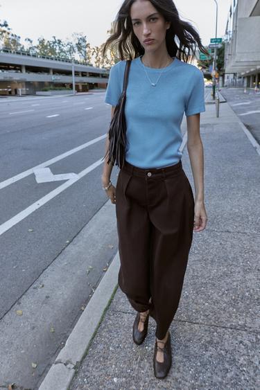 BALLOON TROUSERS WITH DARTS - Brown by Zara