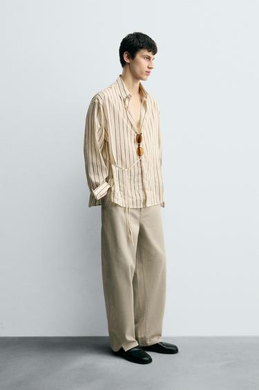 STRIPED SHIRT WITH BOW - Ecru by Zara - Image 3