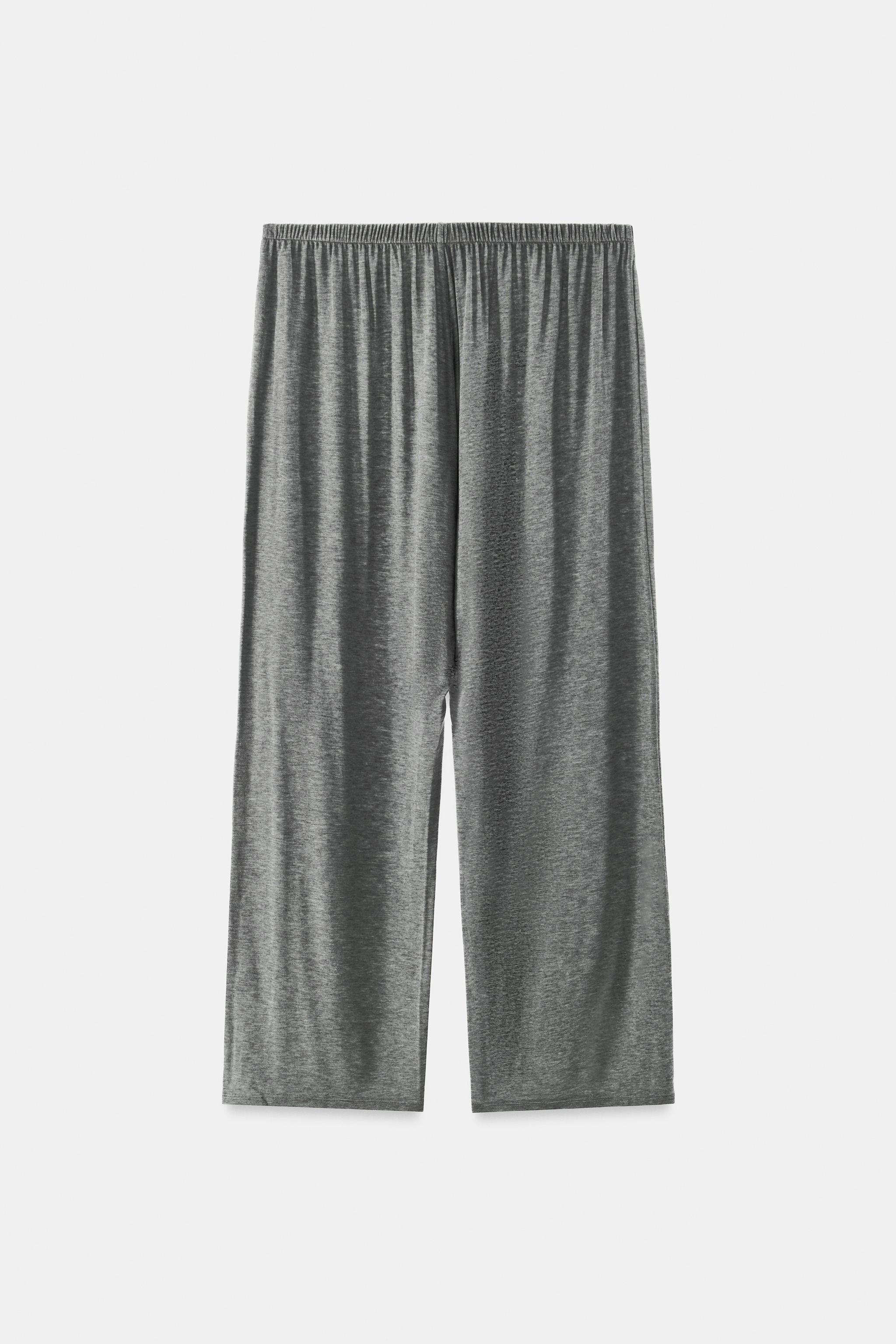 Zara YÜN KARIŞIMLI TRİKO BAGGY PANTOLON görsel 8
