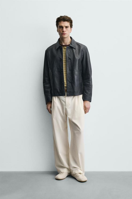 RELAXED FIT LEATHER JACKET