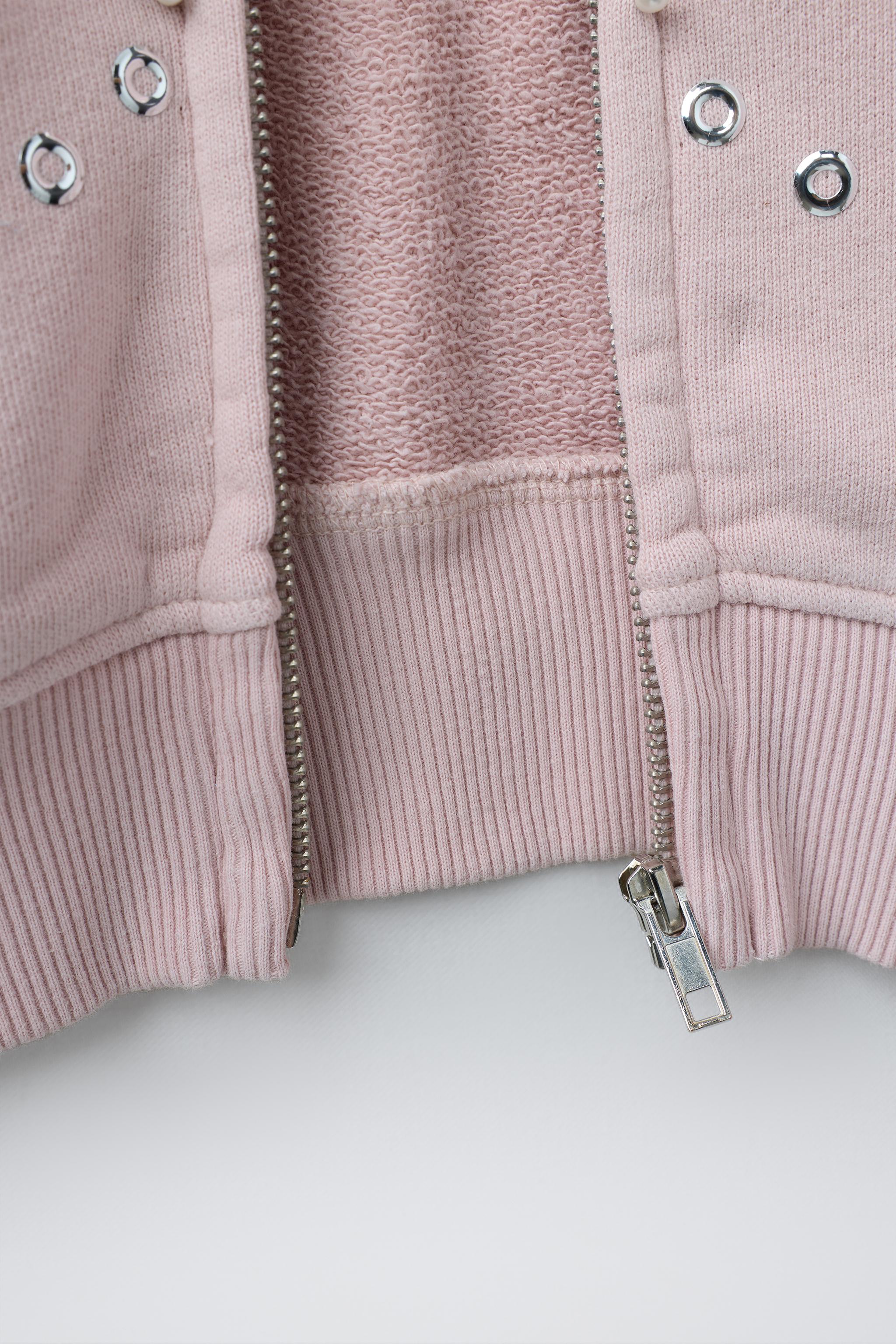 Детские худи Zara STAR STUD ZIP SWEATSHIRT — фото 5