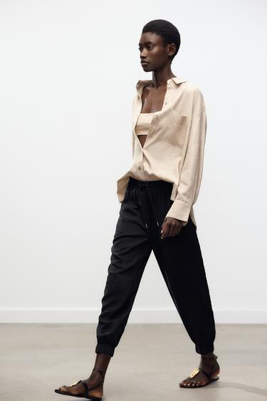 CALÇA FLUIDA JOGGER - Preto da Zara