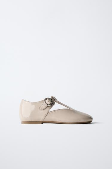 Zara PATENT T-BAR SHOES - Off White