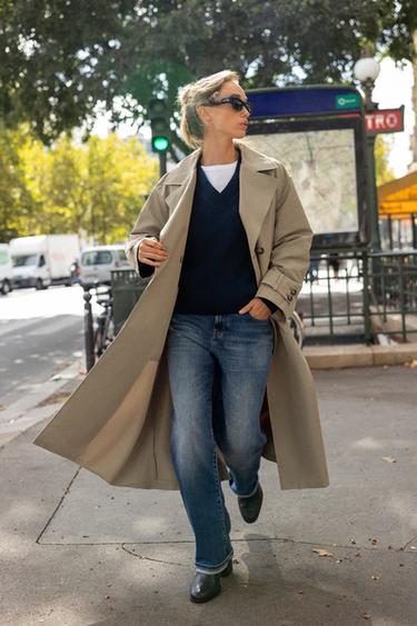 Zara LONG TRENCH COAT - taupe brown