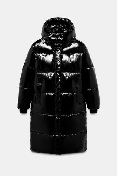 LONG SHINY ANORAK - Black by Zara