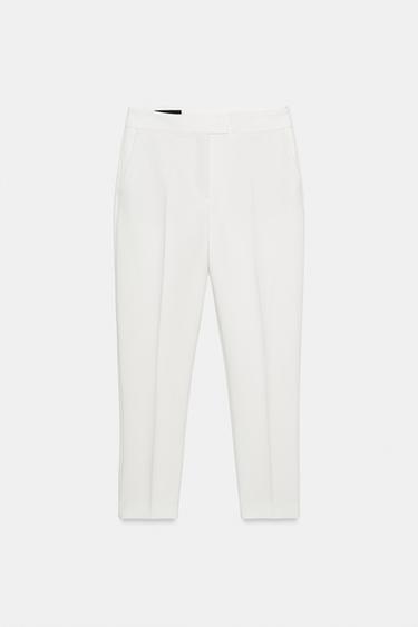 HIGH-WAIST SLIM FIT TROUSERS - Oyster-white by Zara