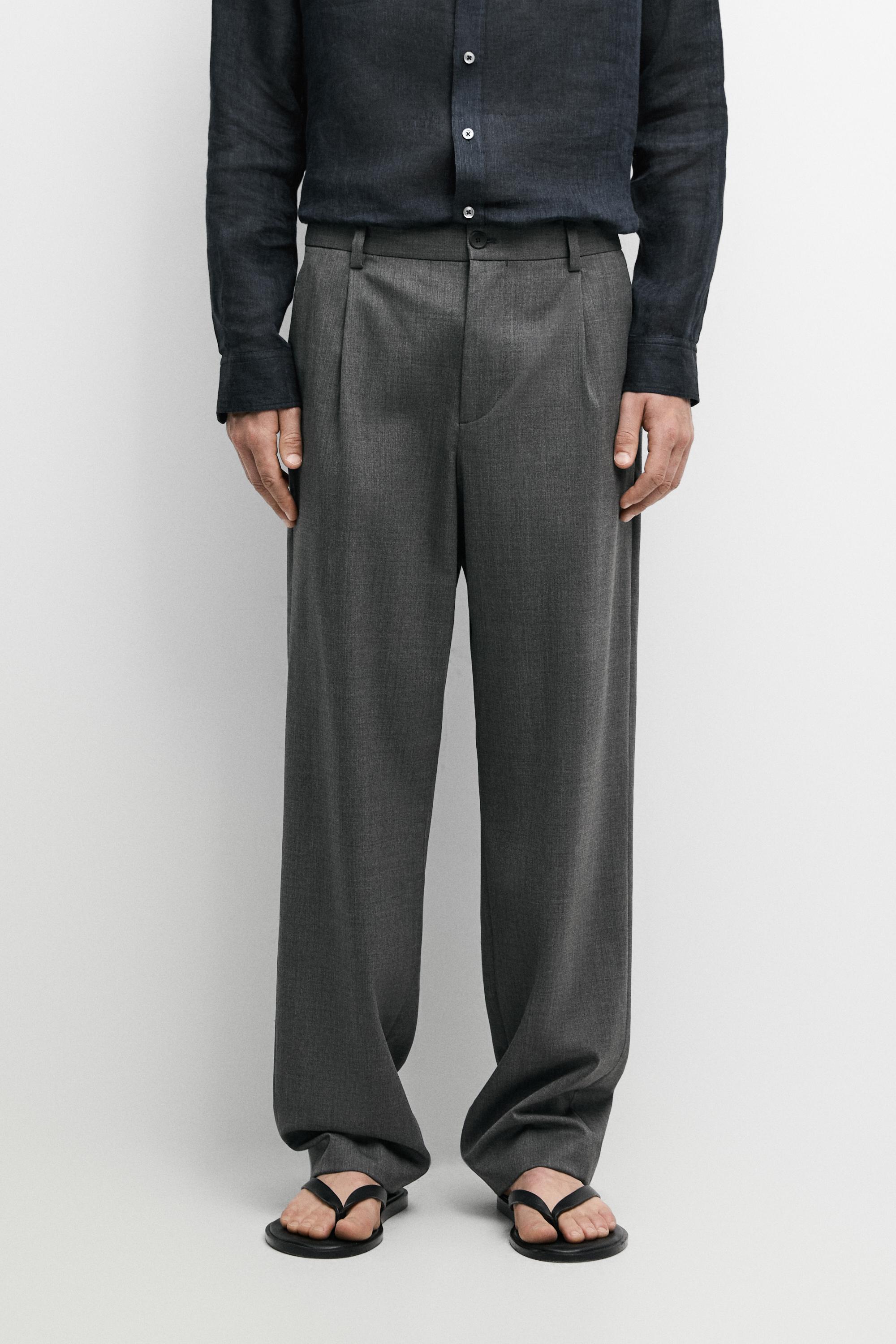Pantalon à pinces en mélange de laine froide