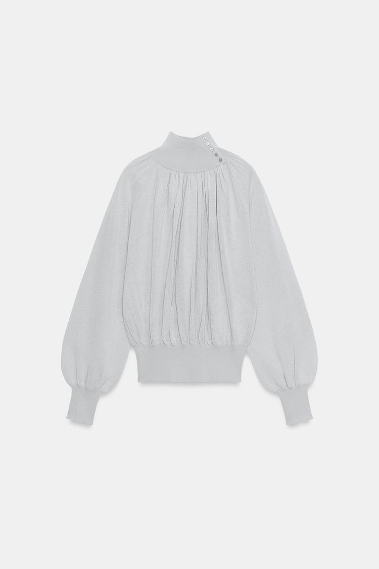 Blusa fluida de tejido combinado 6