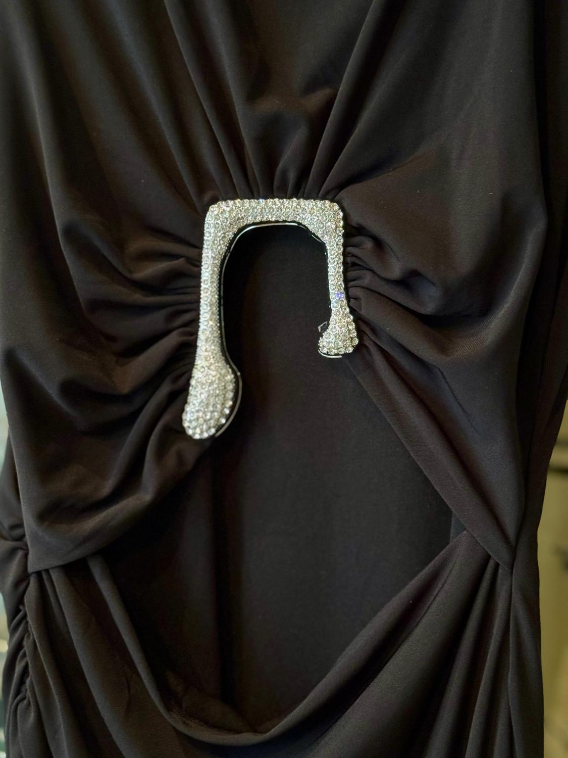 DRAPED CUT-OUT DRESS WITH SHINY DETAIL - Image 4
