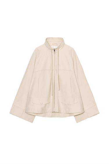VESTE FLUIDE À COL MONTANT - Beige foncé de Zara