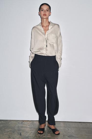 ZW COLLECTION PINSTRIPE BALLOON TROUSERS - Navy blue by Zara - Image 4