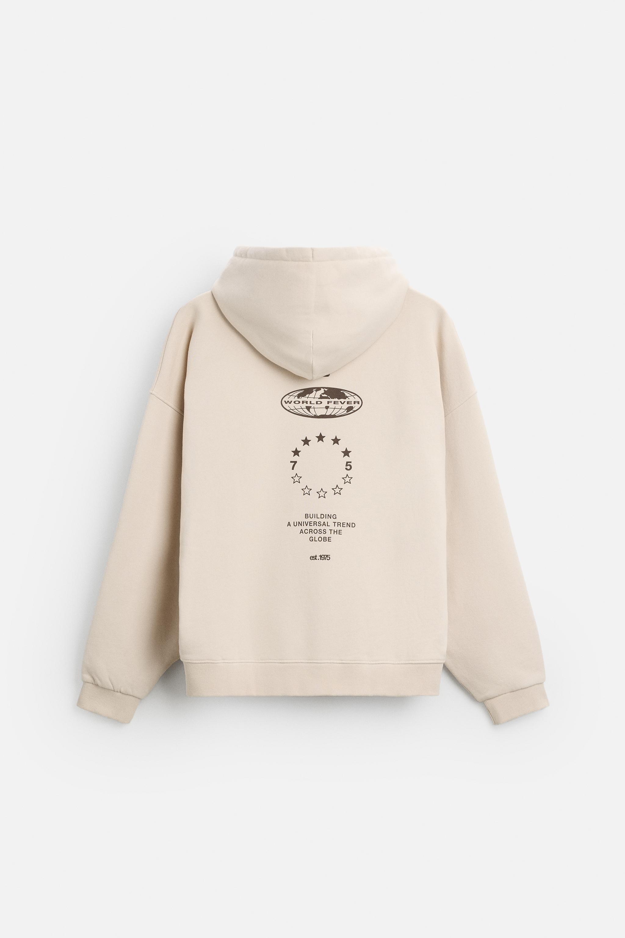 WASHED TEXT HOODIE SWEATSHIRT - taupe brown | ZARA United States