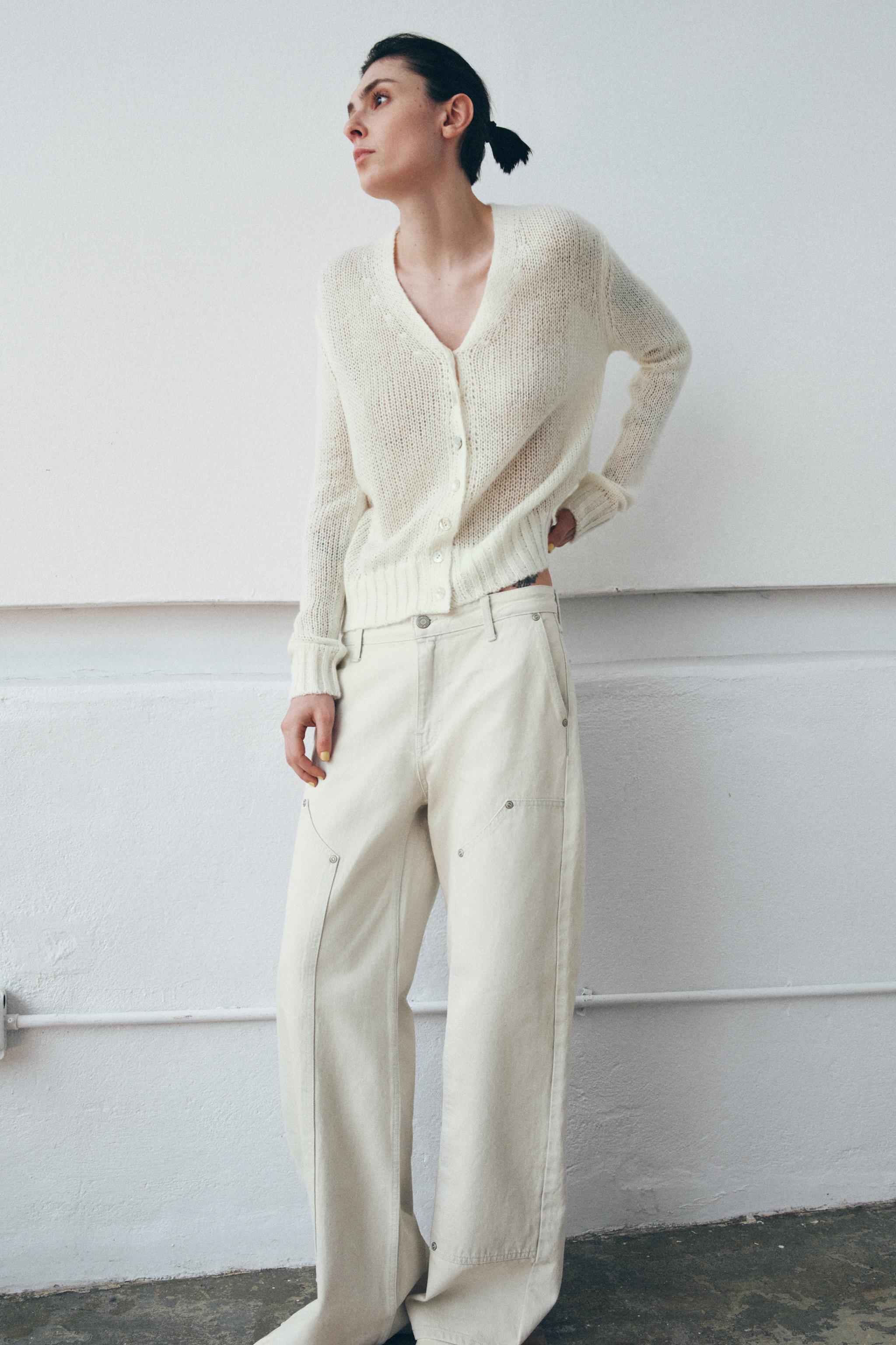 V-NECK KNIT CARDIGAN - Ecru | ZARA United States