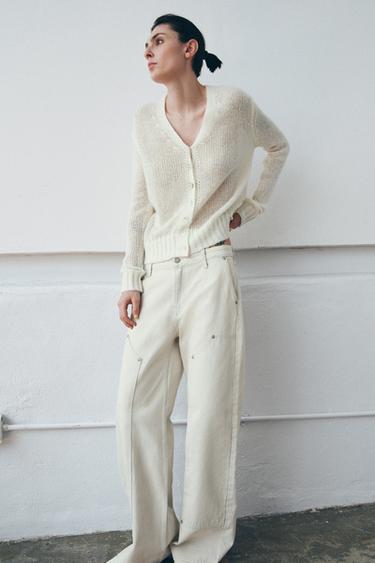 CHAQUETA PUNTO CUELLO PICO - Crudo de Zara - Imagen 0