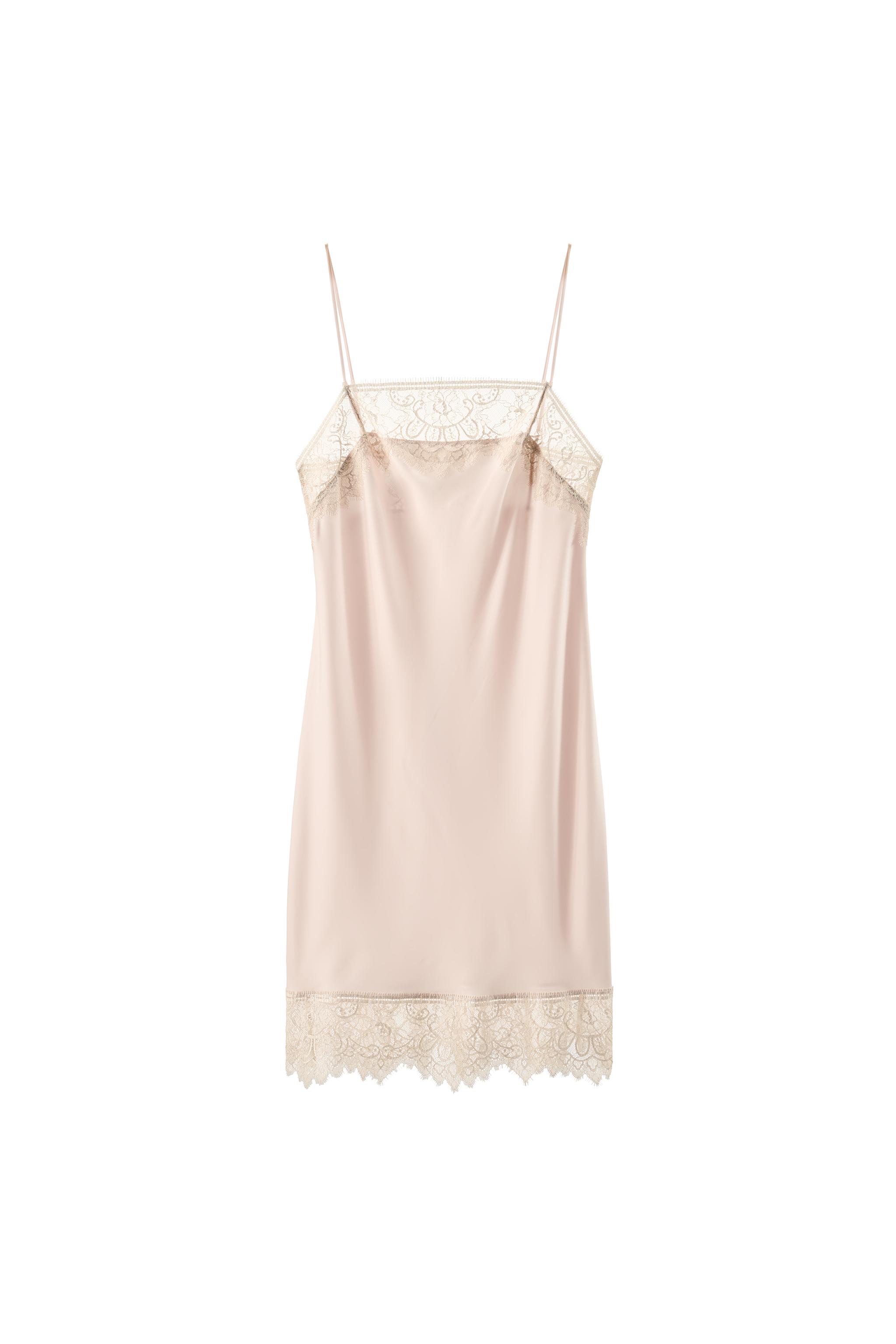 SATIN LACE SLIP DRESS - Pastel pink | ZARA United States SATIN LACE SLIP DRESS - Pastel pink | ZARA United States