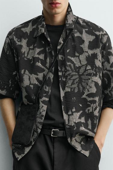 FLOWING CONTRAST PRINT SHIRT - Black by Zara - Image 4