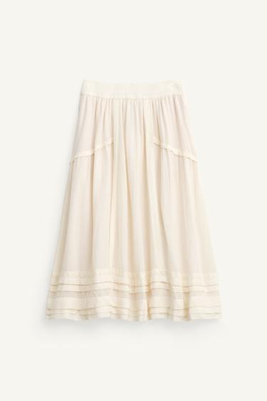 Zara LACE AND WOOL LIMITED EDITION SKIRT - Ecru