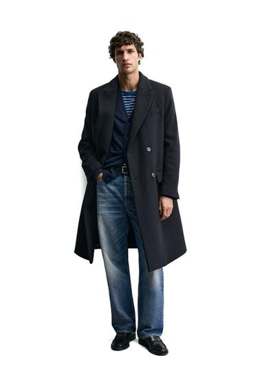 ABRIGO CRUZADO MEZCLA LANA MANTECO ® - Marino de Zara