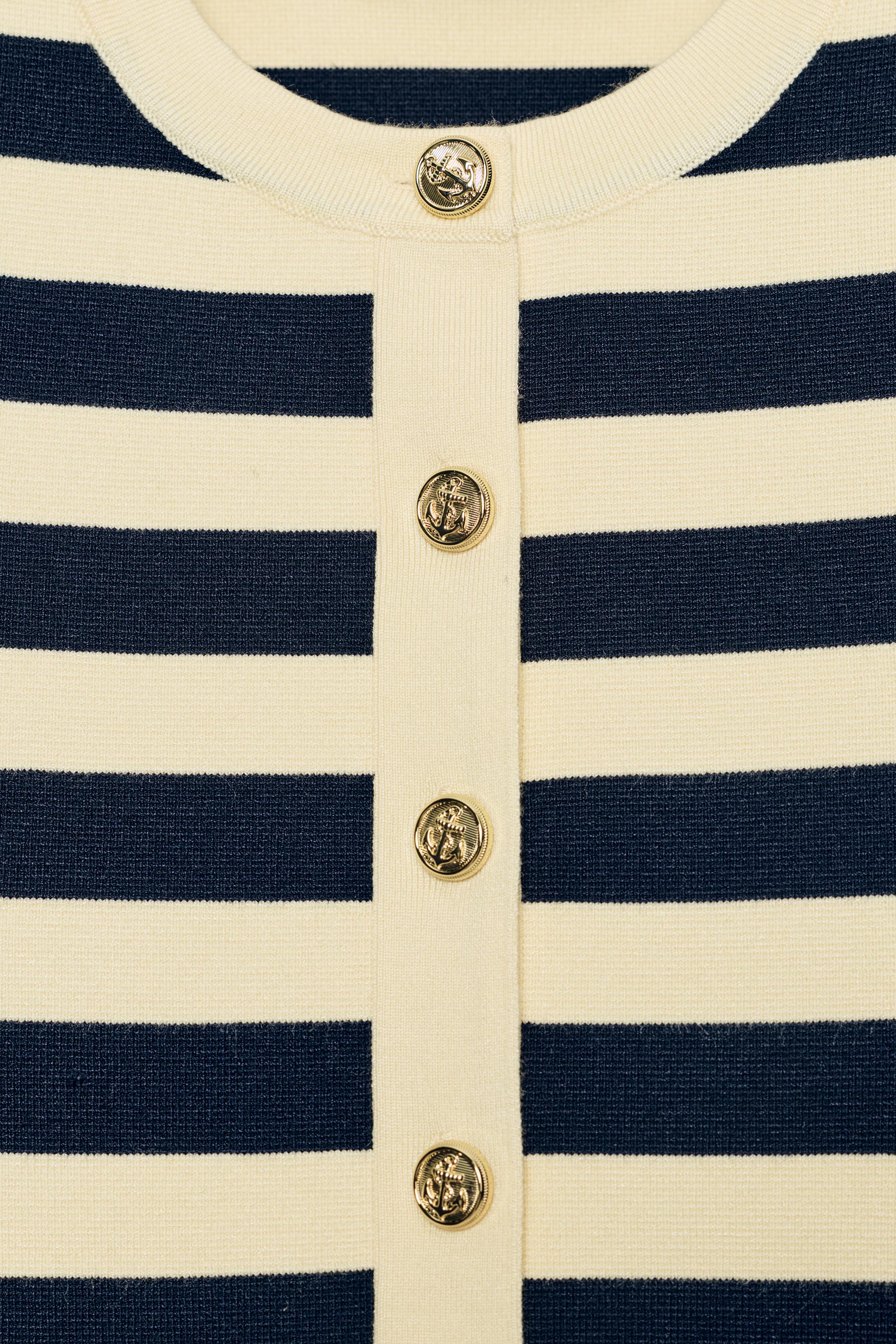 SHORT SLEEVE STRIPED CARDIGAN