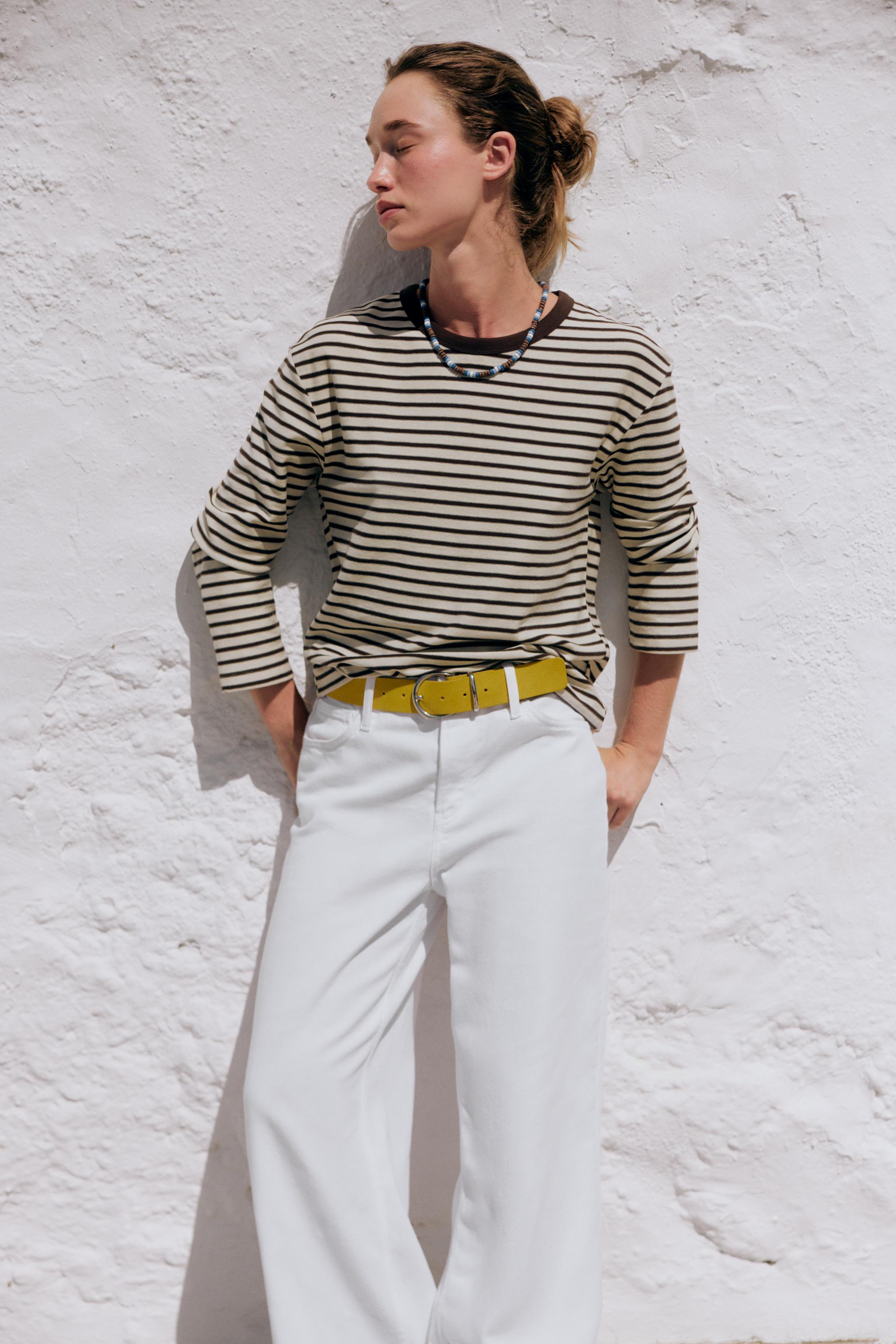 STRIPED LONG SLEEVE T-SHIRT — Brown Stripes