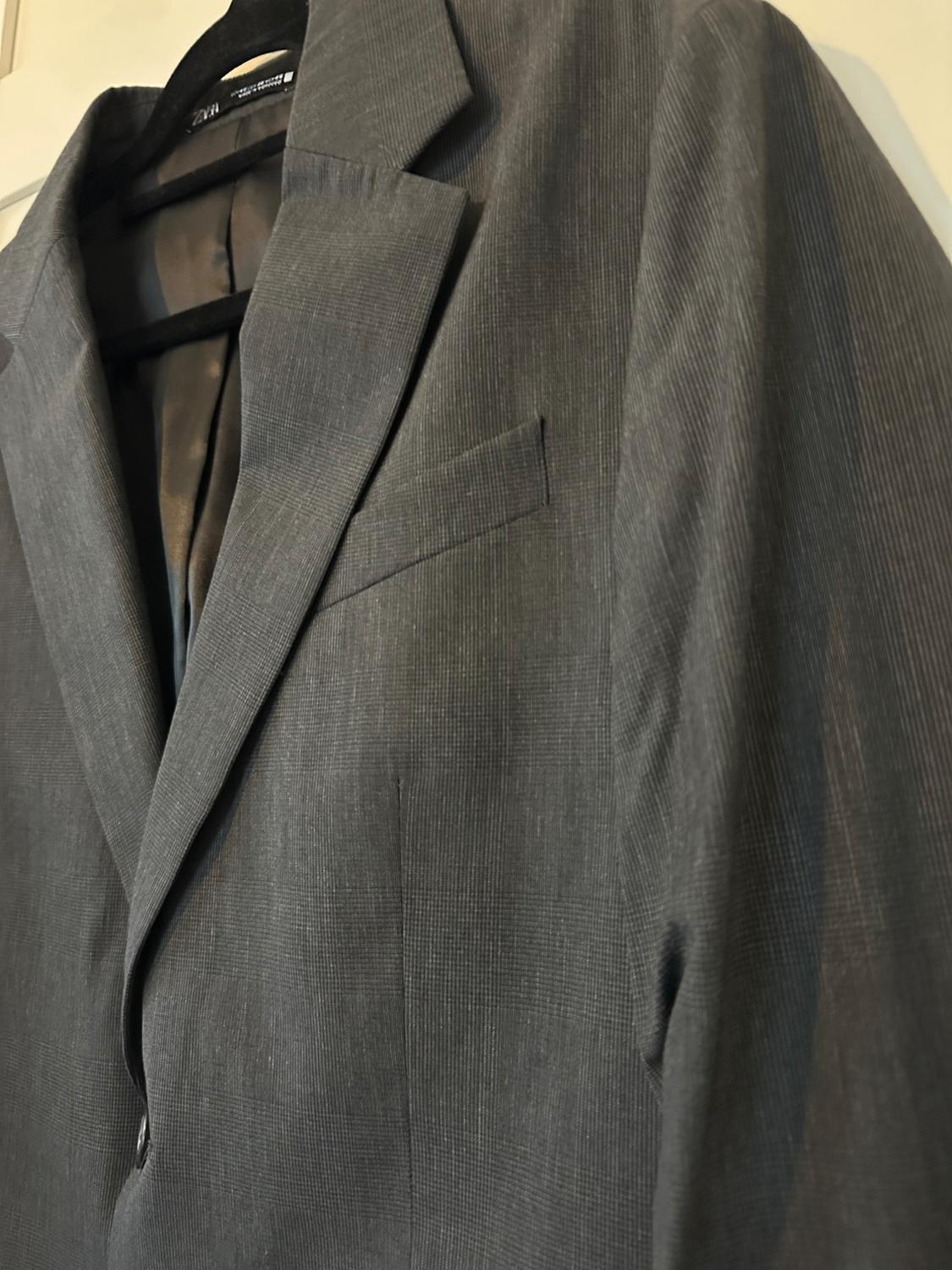 BLAZER GRIGIO CON TESSUTO STAMPA QUADRETTI - Image 2