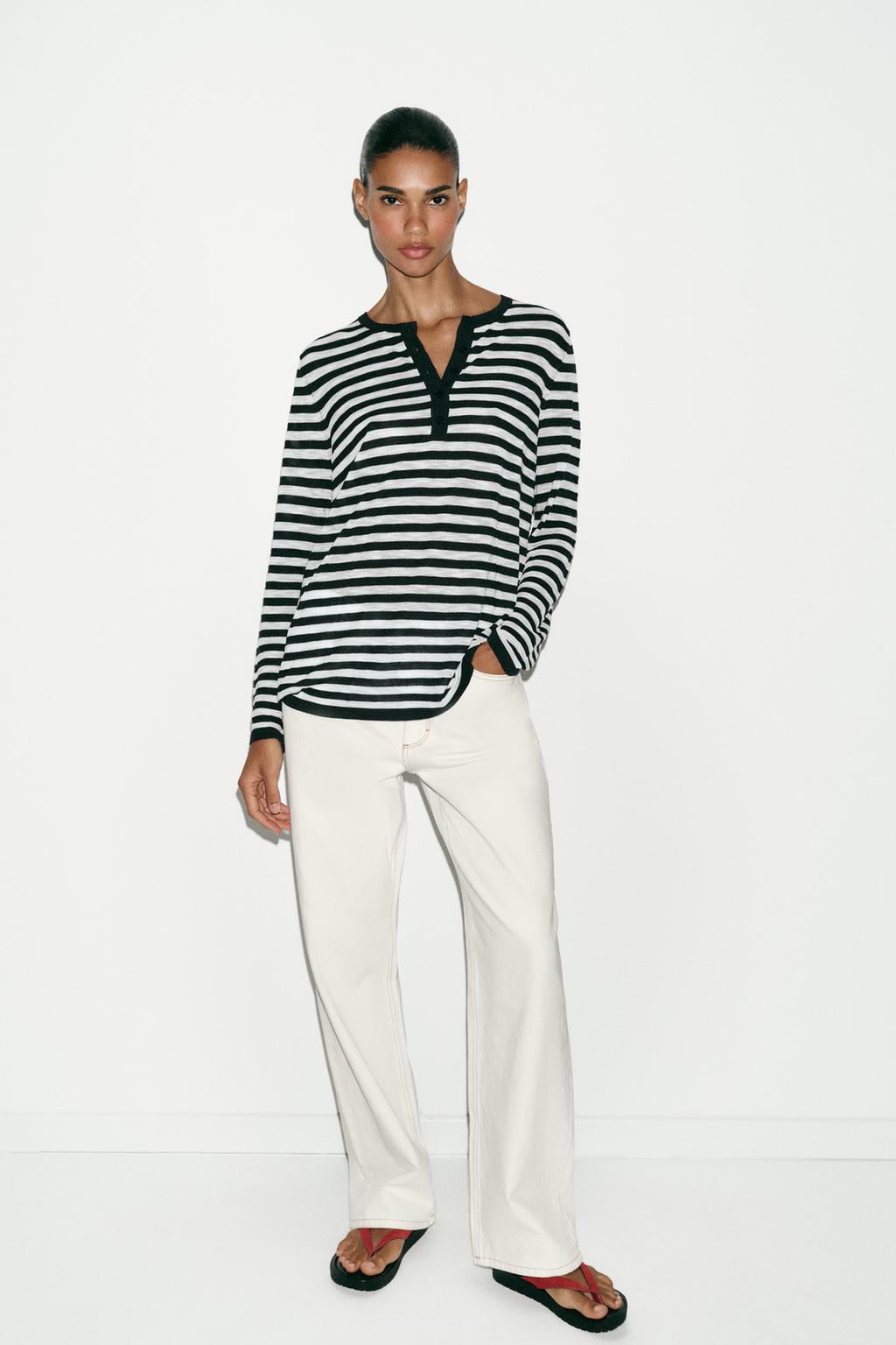 STRIPED BUTTON SWEATER - image 2