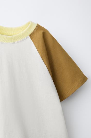 COLOUR BLOCK T-SHIRT AND WAVE BERMUDA SHORTS SET - Yellow by Zara - Image 2