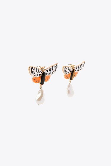 BUTTERFLY FAUX PEARL EARRINGS - Multicoloured by Zara - Image 3
