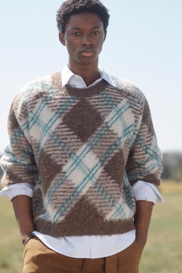 LIMITED EDITION GEOMETRIC JACQUARD SWEATER - Light blue by Zara