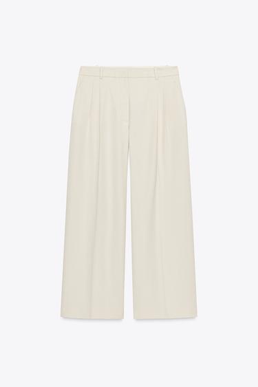 CALÇA COM PREGAS ZW COLLECTION - Cru da Zara